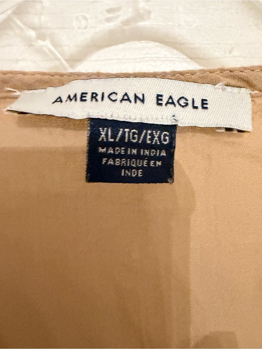 American Eagle Outfitters Tan Embroidered Tie-Front Peplum Crop Top - Picture 3 of 3